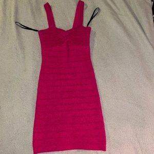 Bebe Dress Shimmery Pink Bandage Mini Dress Size Small